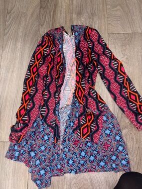 Valerie Stevens Multicolor Pink Blue Geometric Knit Top